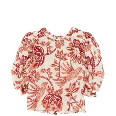 Блузка с оборками и цветочным принтом