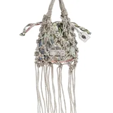 Мини-сумка-тоут с кристаллами в технике макраме