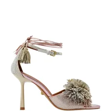 Сандалии с украшением из помпонов