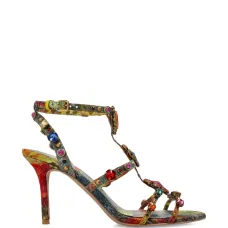 Босоножки-гладиаторы на каблуке с украшениями