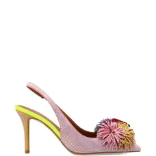 Туфли-лодочки на каблуке с задником и помпоном Туфли-лодочки на каблуке с задником и помпоном