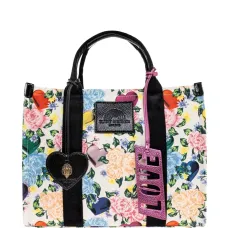 Сумка-тоут с цветочным принтом и подвеской-сердцем