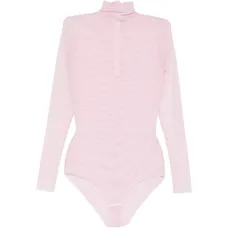 Боди с длинными рукавами и воротником-стойкой