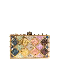 Клатч-коробка с отделкой из стёганых кристаллов Клатч-коробка с отделкой из стёганых кристаллов