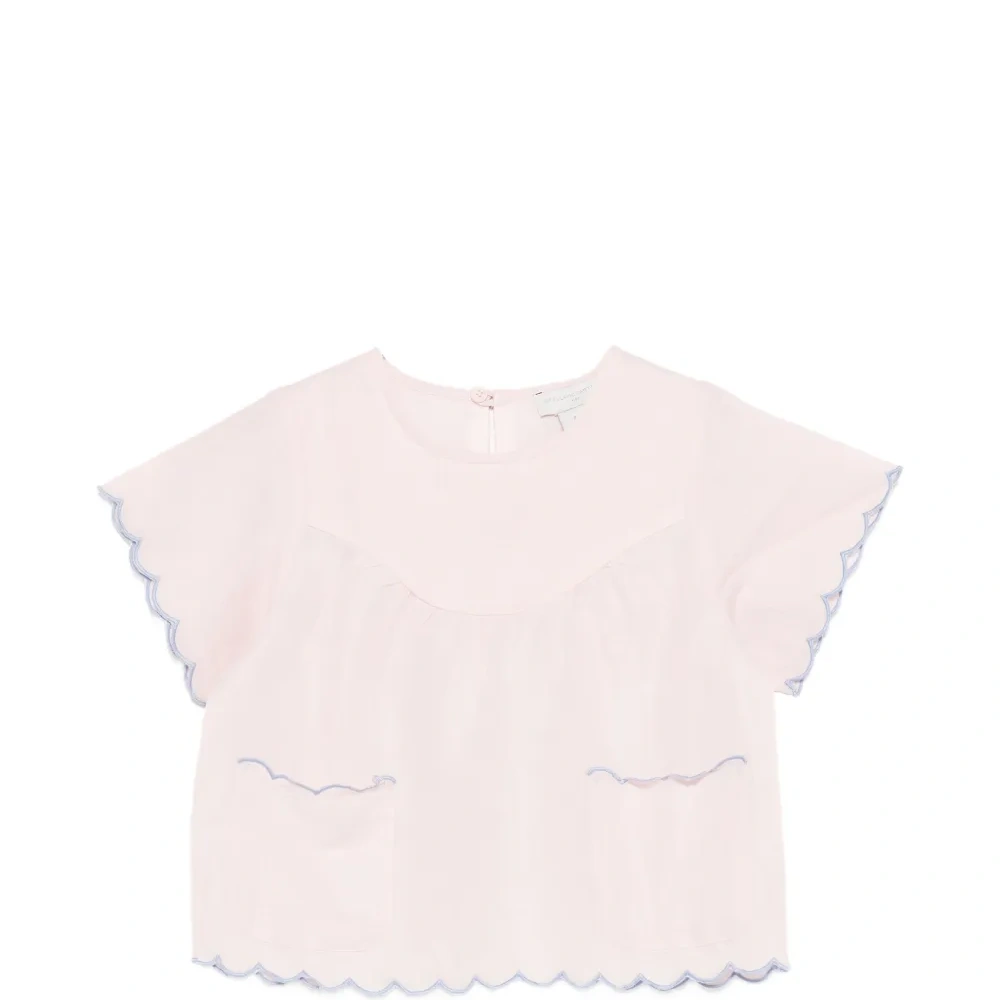 Топ с короткими рукавами и волнистыми краями