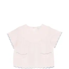 Топ с короткими рукавами и волнистыми краями Топ с короткими рукавами и волнистыми краями