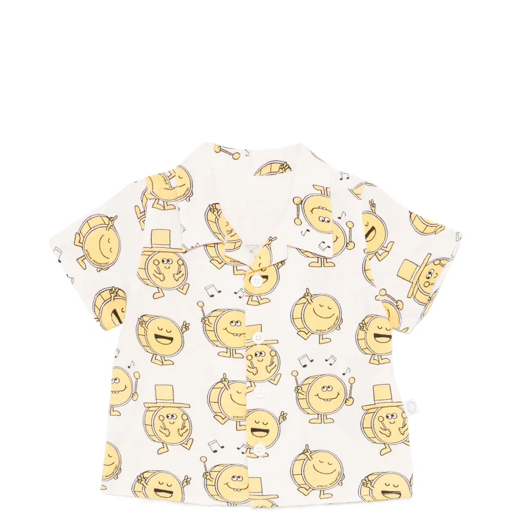 Рубашка с короткими рукавами и барабанным мотивом Рубашка с короткими рукавами и барабанным мотивом
