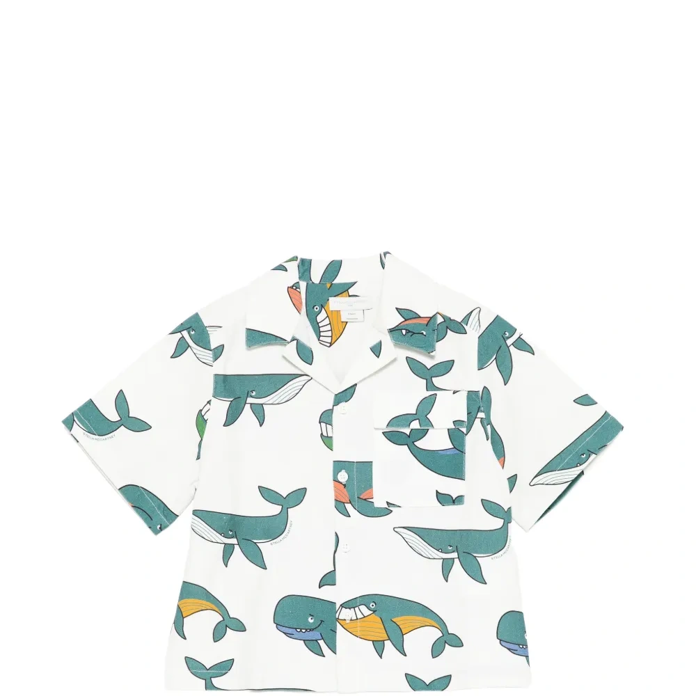 Рубашка с принтом китов и карманом Рубашка с принтом китов и карманом