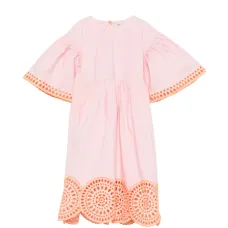 Платье с вышивкой и рюшами