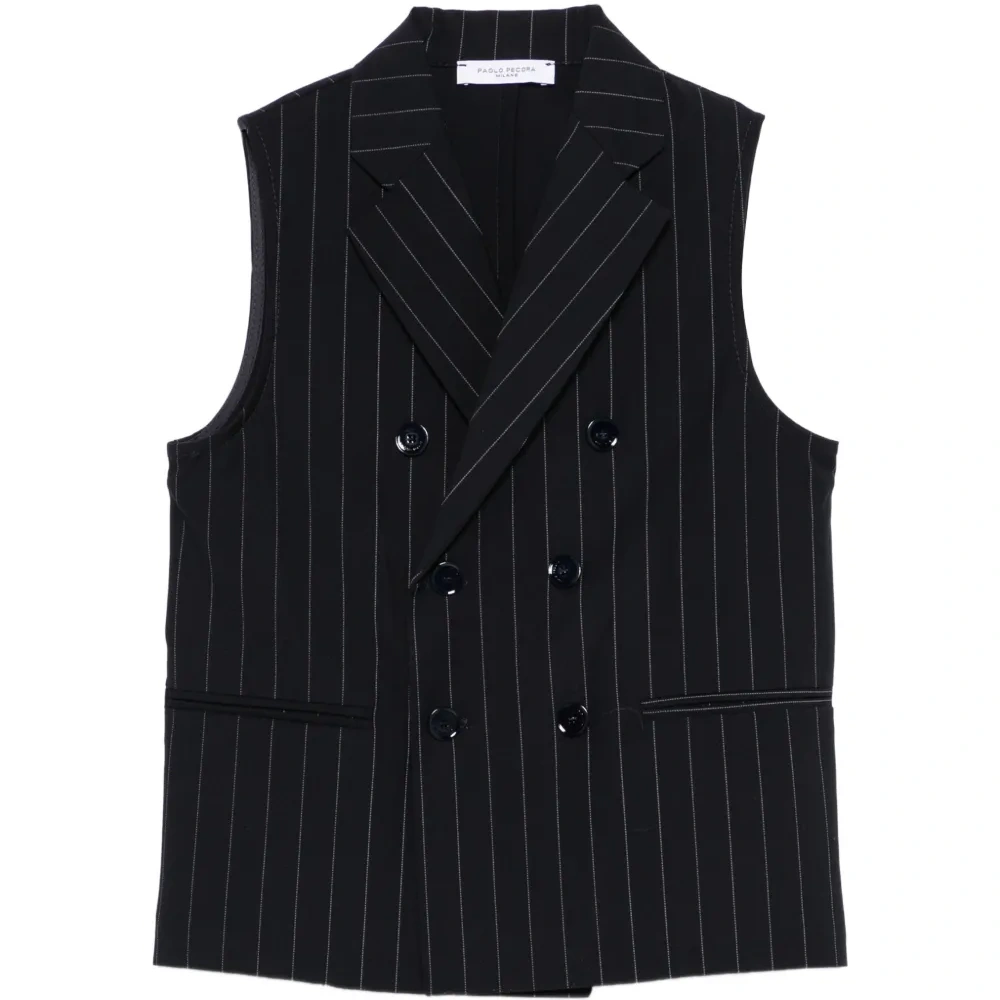 Двубортный жилет в полоску