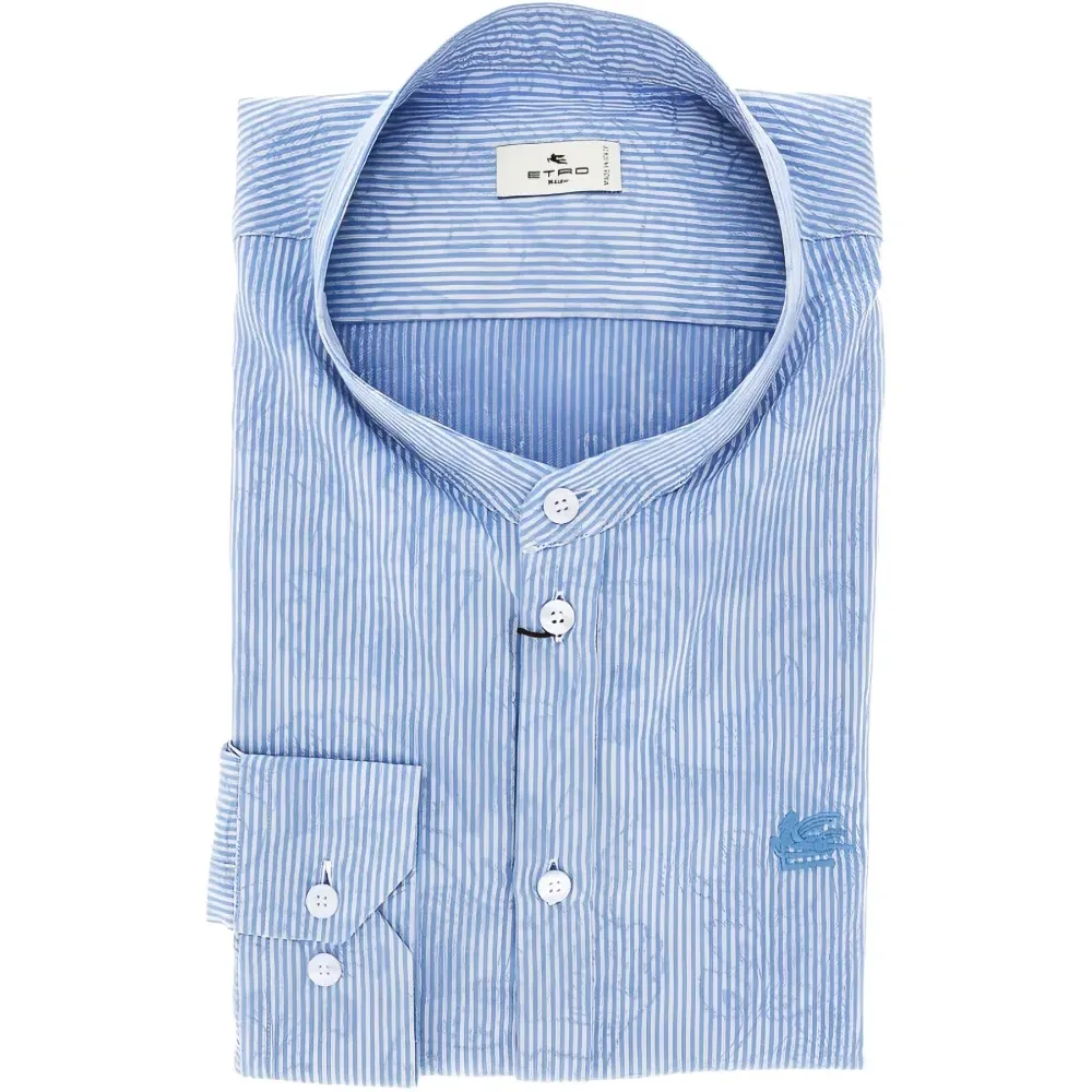 Полосатая рубашка с воротником-стойкой