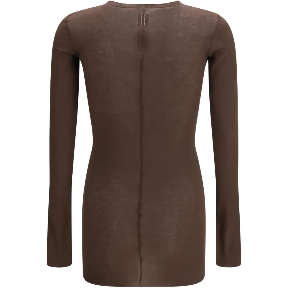 Длинный ребристый топ с длинными рукавами