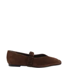 Балетки с квадратным мысом и сборкой