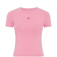 Бейби-фит футболка с логотипом и жемчугом Бейби-фит футболка с логотипом и жемчугом