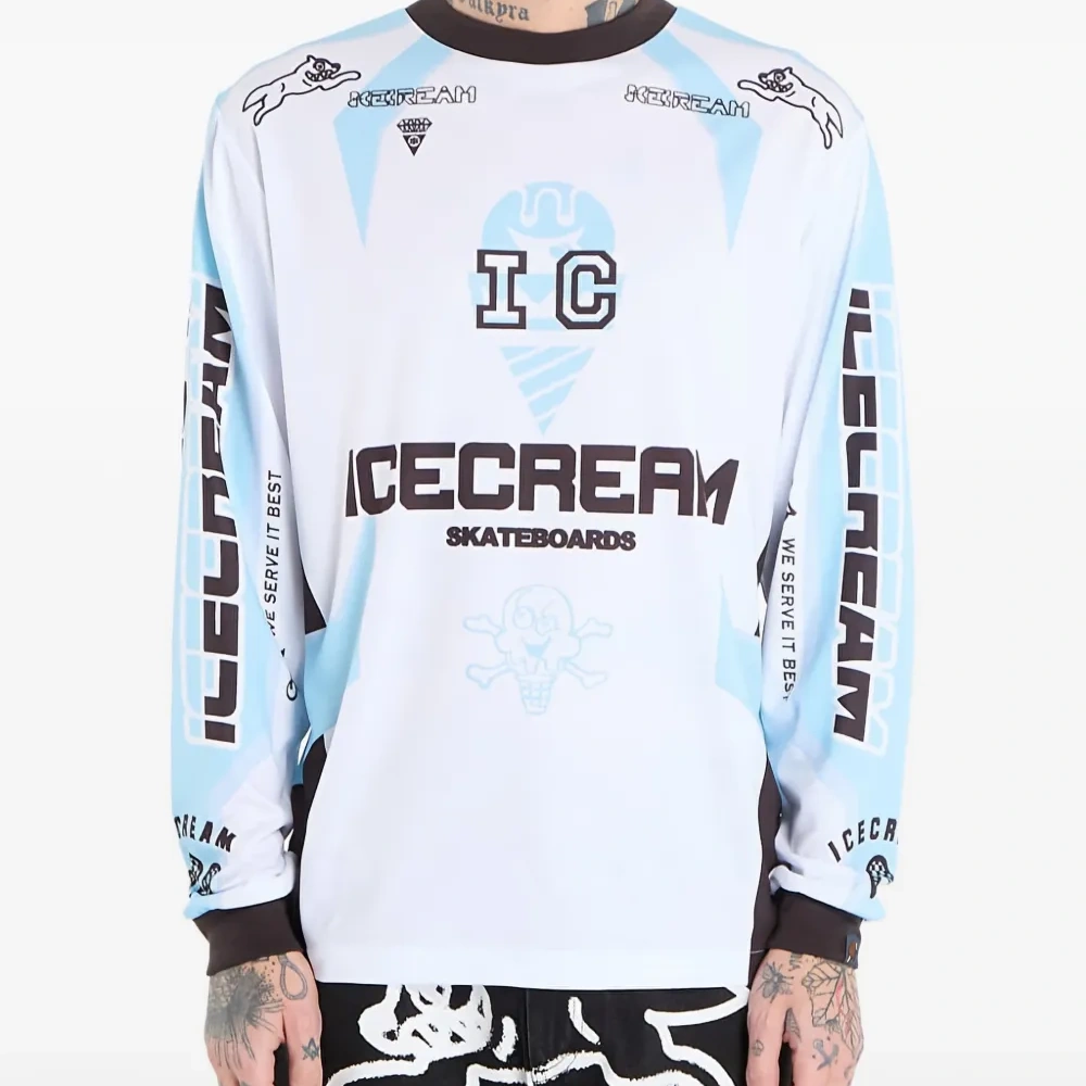 Лонгслив с логотипом и принтом "Мотоцикл"