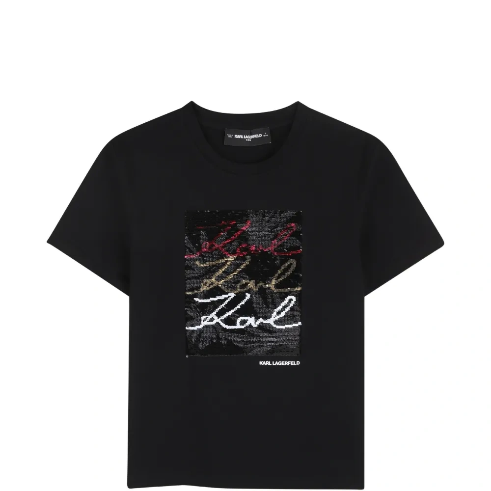 Футболка с пайетками и графическим принтом