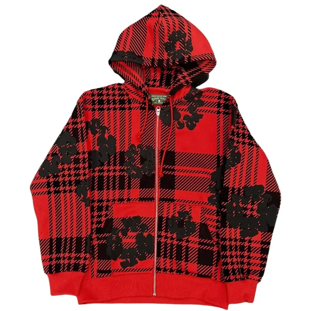 Клетчатое худи на молнии