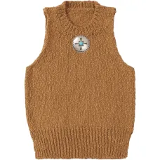 Топ-майка в рубчик с декоративной накладкой "кончо"