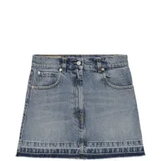 Мини-юбка из денима с необработанным краем Мини-юбка из денима с необработанным краем