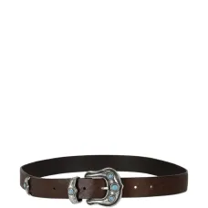 Ремень из телячьей кожи с бирюзовой отделкой