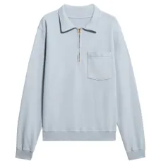 Длиннорукавная рубашка-поло Yalep с застежкой на молнии и карманом Длиннорукавная рубашка-поло Yalep с застежкой на молнии и карманом