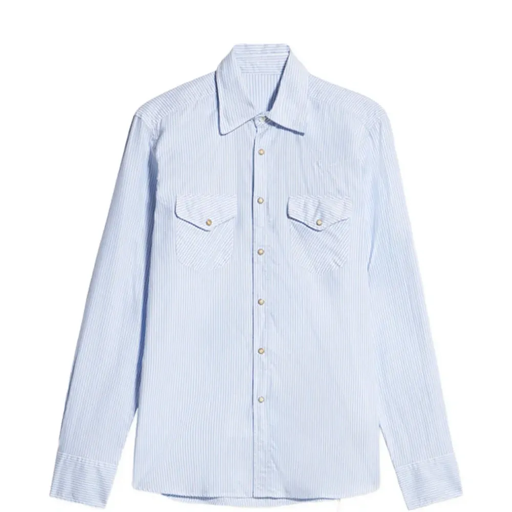 Рубашка в полоску с накладными карманами