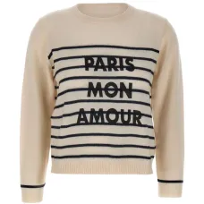 Свитер с круглым вырезом и полосатым узором