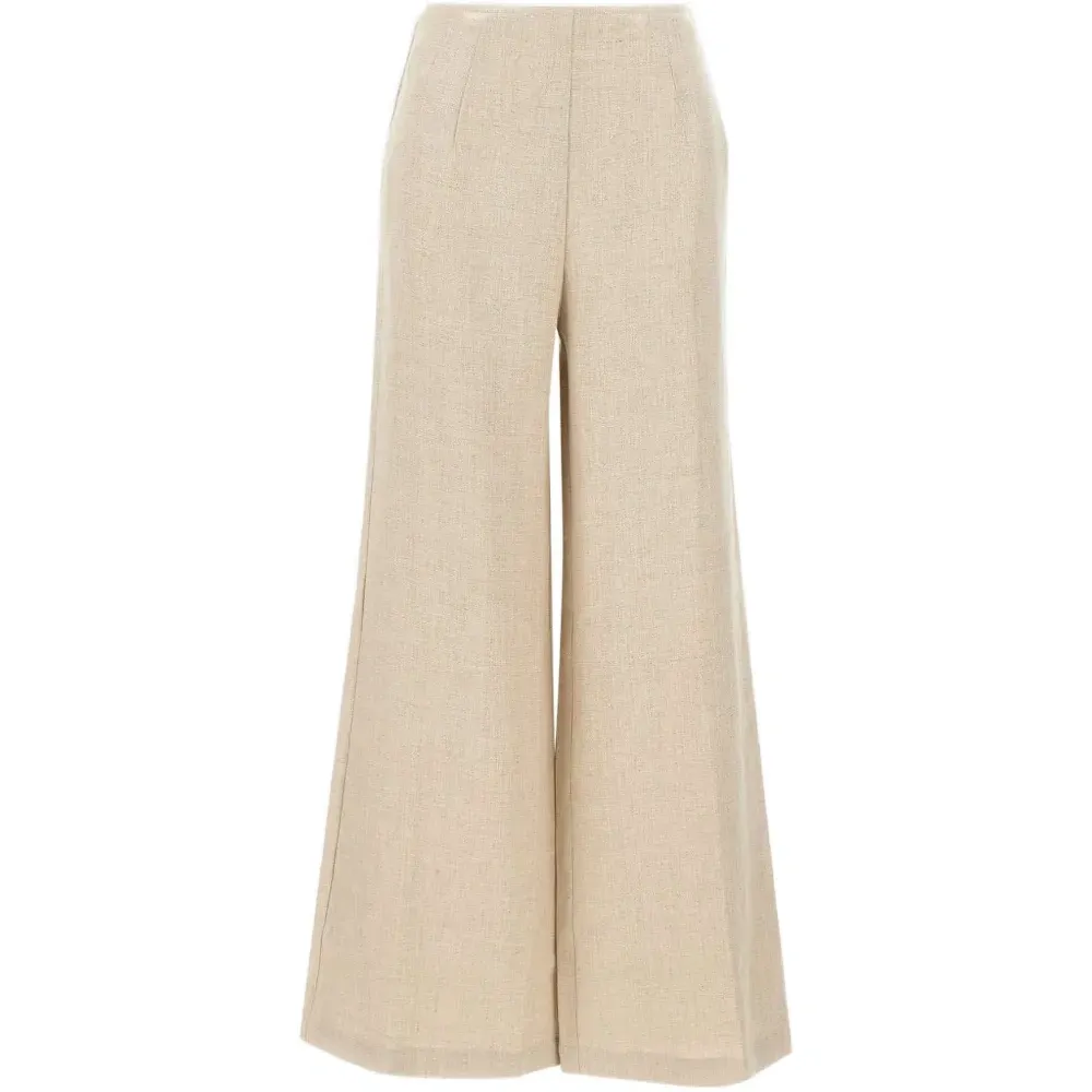 Джинсовые брюки-клёш с завышенной талией