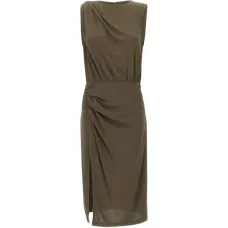 Платье миди с разрезом и драпировкой