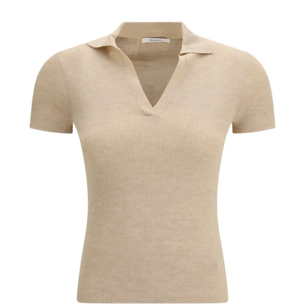 Футболка с V-образным вырезом и рубчатой вязкой Albero