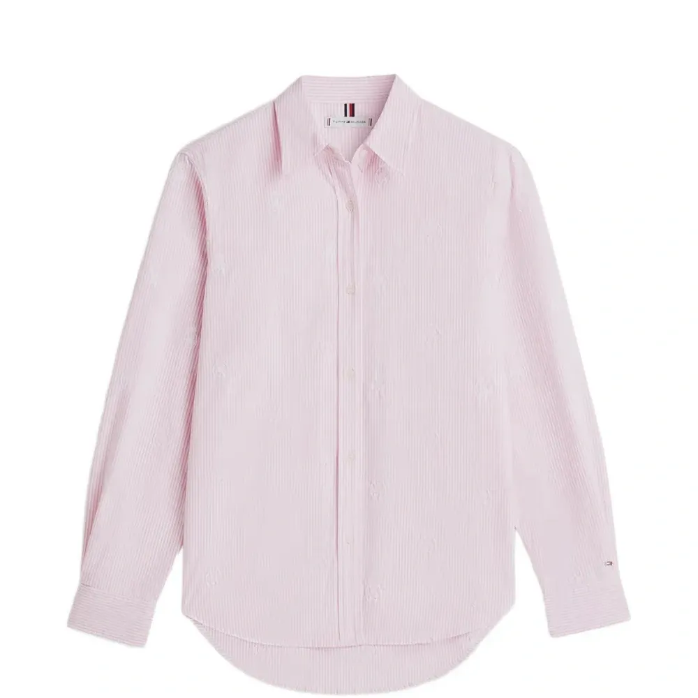 Рубашка в полоску с вышитым логотипом