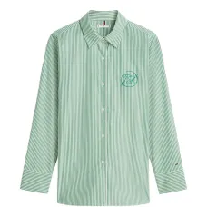Рубашка в полоску с вышитым логотипом