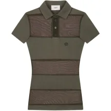 Прозрачная полосатая рубашка-поло на пуговицах Прозрачная полосатая рубашка-поло на пуговицах