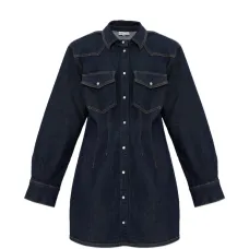 Мини-платье с длинными рукавами и нагрудным карманом