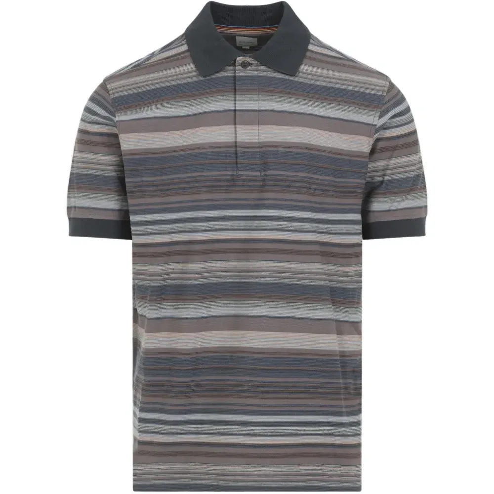 Полосатая футболка-поло с короткими рукавами