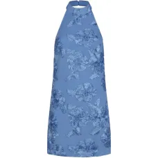 Мини-платье с цветочным принтом на бретельках вокруг шеи