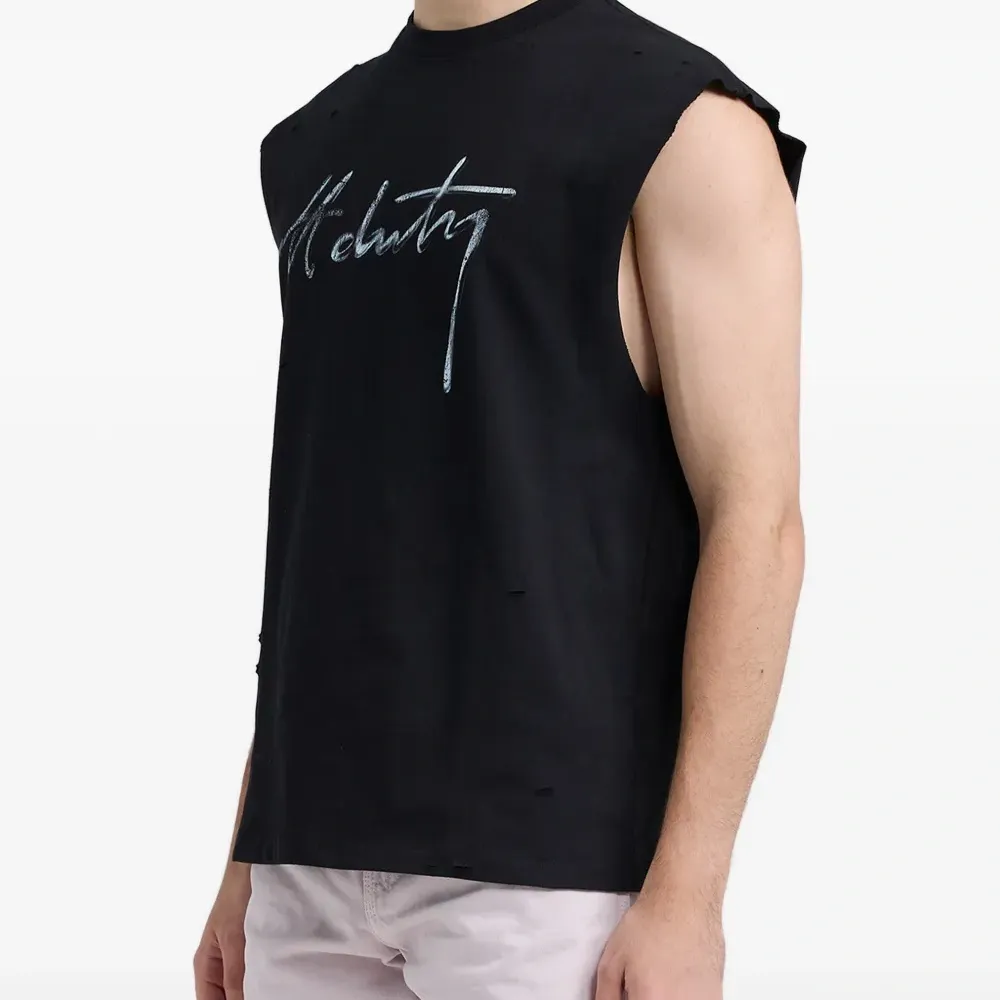 Майка без рукавов с эффектом потертостей