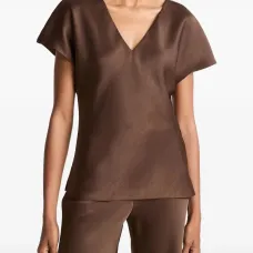 Блузка с короткими рукавами и V-образным вырезом
