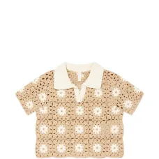 Топ с цветочным узором крючком