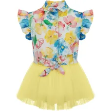 Комплект из двух предметов: платье с цветочным принтом и оборками