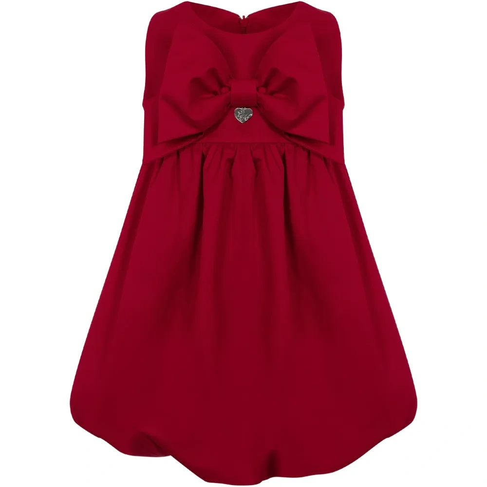 Платье с бантом и аппликацией в виде сердца