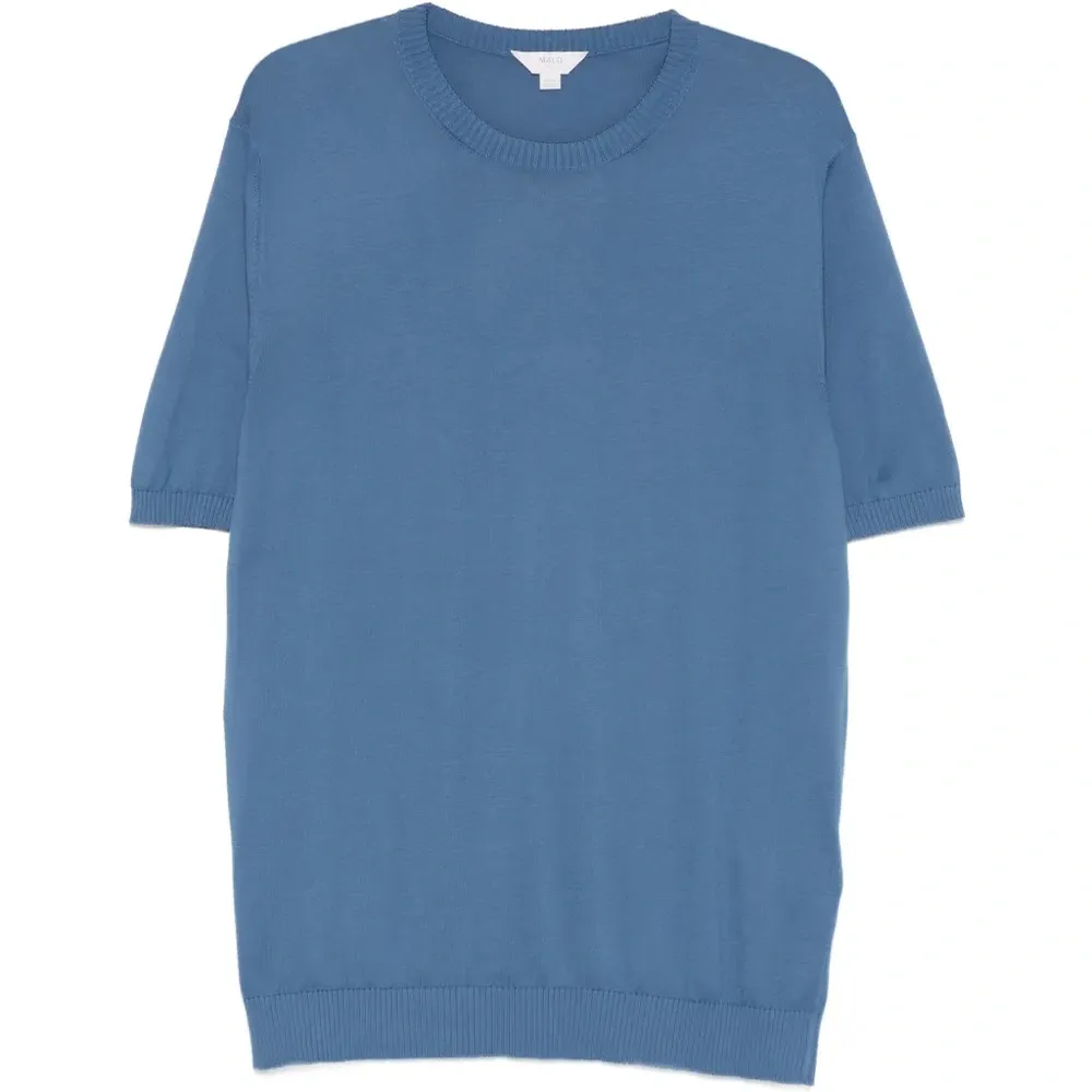 Вязаная футболка с круглым вырезом