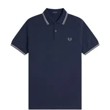 Поло с полосатыми деталями