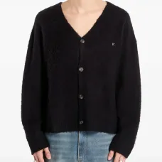 Кардиган с V-образным вырезом из фактурного трикотажа