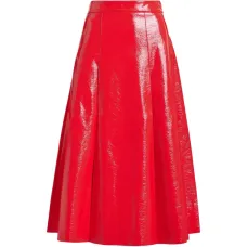 Кожаная миди-юбка силуэта "А"