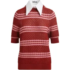 Полосатая футболка с украшенным воротником