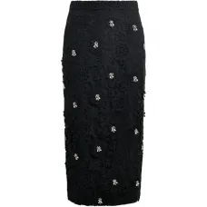 Прямая юбка миди из кружев с цветочным узором