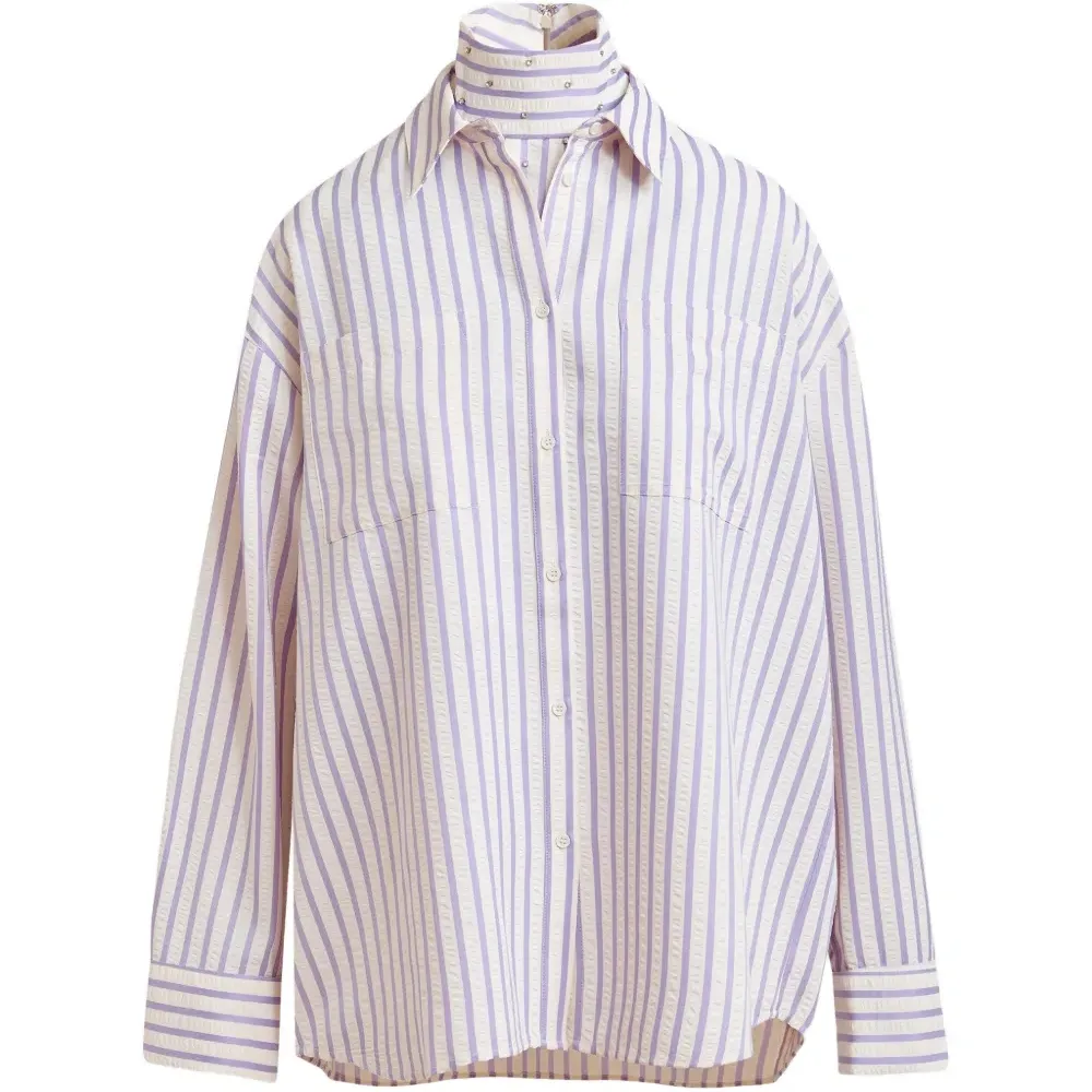 Полосатая рубашка со стразами