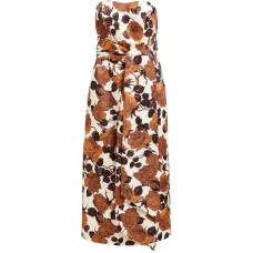 Платье с запахом без бретелек с цветочным принтом