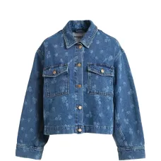 Джинсовая куртка с цветочным принтом